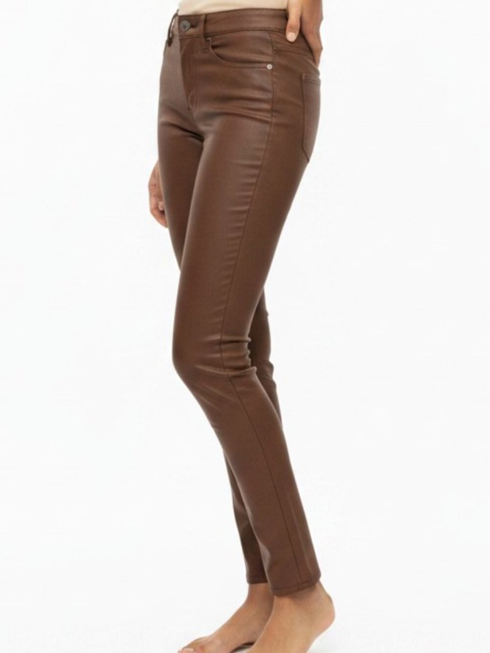 PAIGE Hoxton Ultra Coated Skinny Women's Jeans Brown Size 23 NWOT